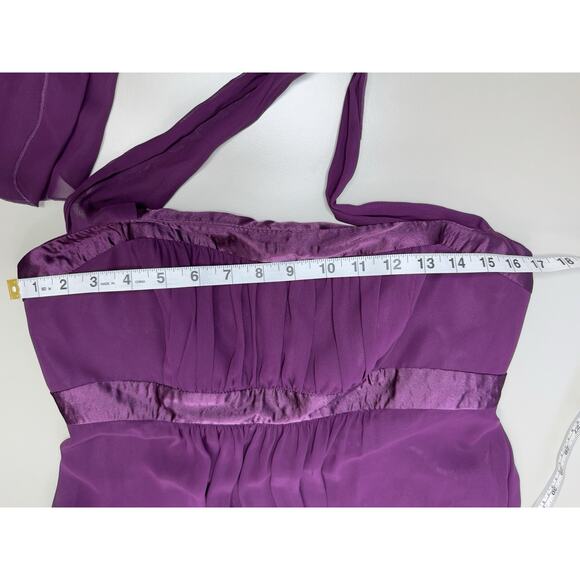 VTG Y2K Jessica McClintock Empire Dress 12 Plum Halter Chiffon Prom Bridesmaid - Picture 8 of 16